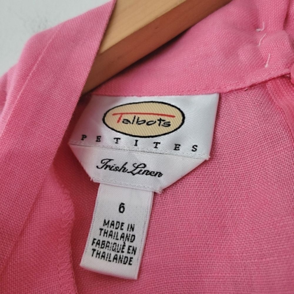 Talbots Petites 100% Irish Linen Pink Sleeveless Blouse 6 - Picture 7 of 7